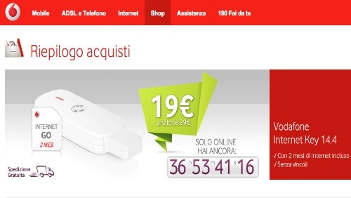 Vodafone: Internet Key 14.4 e due mesi di Internet Go a soli 19 euro
