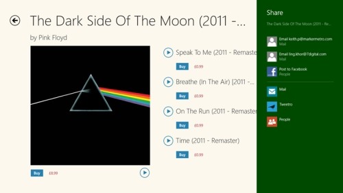 7digital Music Store, catalogo musicale per Windows 8