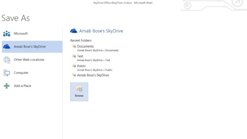 Office 2013 e SkyDrive per Windows