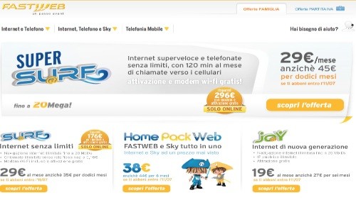 Fastweb Super Surf a 29 euro al mese per un anno