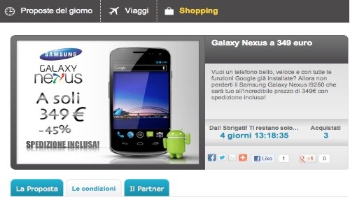 Galaxy Nexus a 349 euro da Groupalia