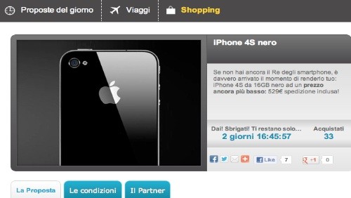 Groupalia: Apple iPhone 4S 16 GB nero a 529 euro