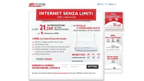 Telecom Italia regala un modem WiFi a chi attiverà Internet Senza Limiti