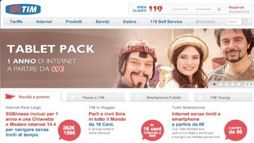 TIM Tablet Pack: 1 anno di Internet a 89 euro