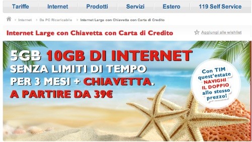 TIM: Internet key + 10 GB di Internet a partire da 39 euro