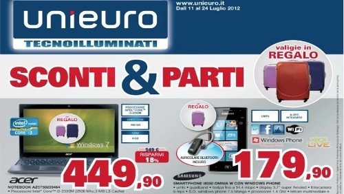 Unieuro lancia il volantino con la promozione Sconti e Parti