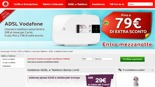Vodafone: 79 euro di extra sconto per chi si abbonerà ad ADSL e Telefono Senza Limiti