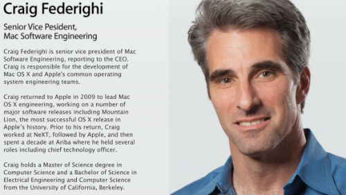 Craig Federighi e Dan Riccio tra i vertici Apple