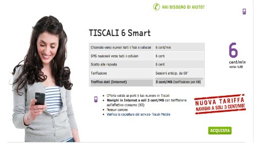 Tiscali Mobile lancia la nuova tariffa 6 Smart per i nuovi clienti