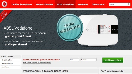 Vodafone: due mesi gratis e sconto sul canone per due anni per ADSL e Telefono Senza Limiti