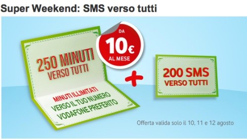Vodafone Super Weekend: 200 SMS verso tutti