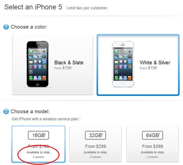 2 settimane per avere l'iPhone 5 negli USA 2 settimane per avere l'iPhone 5 negli USA