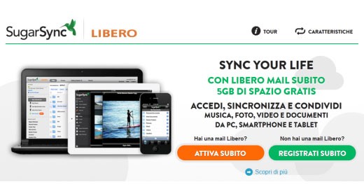 Libero offre 5 GB di spazio gratis con SugarSync