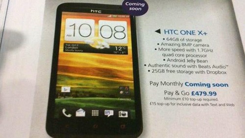 HTC One X+, prime immagini e scheda tecnica