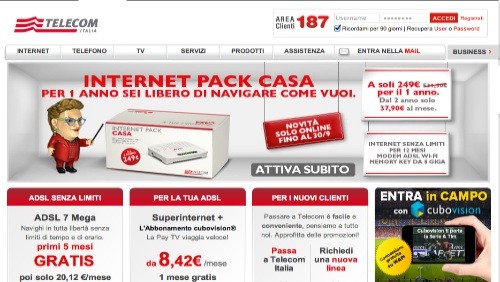 Telecom Italia lancia Internet Pack Casa: ADSL, chiamate, modem e memory key a 249 euro per 12 mesi