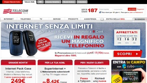 Telecom Italia: un cellulare in regalo a chi si abbonerà a Internet Senza Limiti