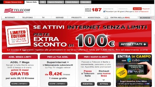 Telecom Italia: 100 euro di sconto extra per chi sceglierà Internet Senza Limiti