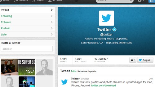 Twitter, nuovo look che ricorda Facebook