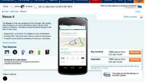 LG Nexus 4 con Android 4.2 già in pre-ordine