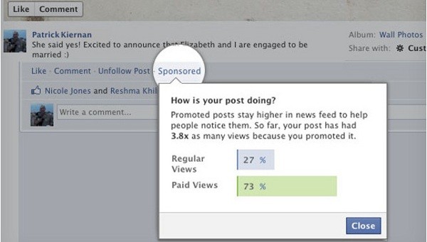 Messaggi sponsorizzati su Facebook Messaggi sponsorizzati su Facebook