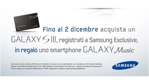 Un Samsung Galaxy Music in omaggio a chi comprerà un Samsung Galaxy S3 garanzia Italia