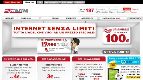 Telecom Italia: sconto extra di 100 euro per chi sceglierà Internet Senza Limiti