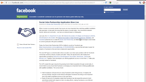 Facebook: un'app per trovare lavoro, sfida LinkedIn