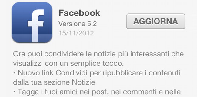 Facebook 5.2 per iOS: tag, smiley e condivisioni