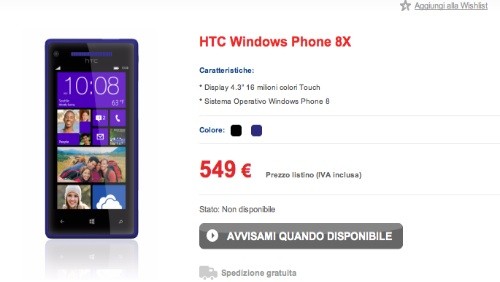 HTC 8X entra nel listino TIM