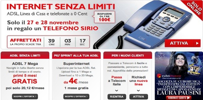 Telecom Italia: promozione Internet Senza Limiti