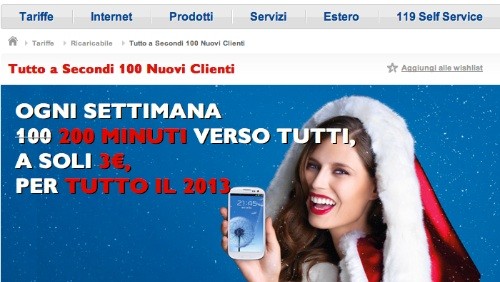 TIM Tutto a Secondi 100: ogni settimana 200 minuti verso tutti a 3 euro per tutto il 2013