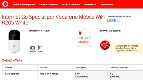 Vodafone: Mobile WiFi e due mesi di Internet gratis con Internet Go Special