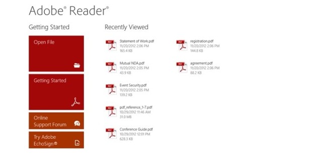 Adobe Reader, disponibile l'app per Windows 8