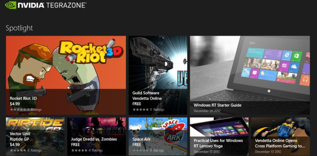 NVIDIA TegraZone arriva su Windows RT