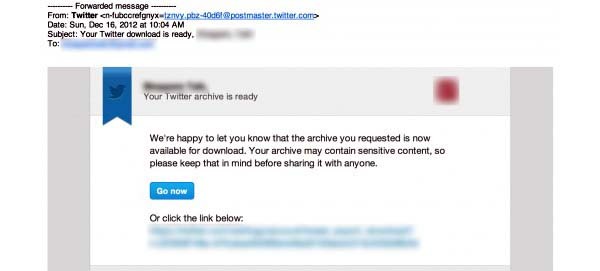 Twitter email archivio