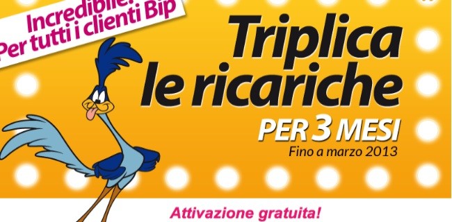 Bip Mobile triplica le ricariche