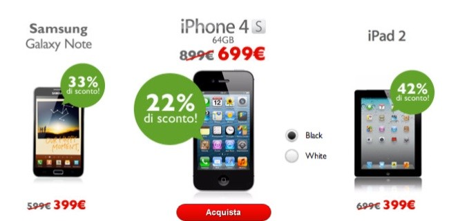 TIM Outlet: Apple iPhone 4S 64 GB a 699 euro