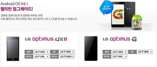 L'aggiornamento ufficiale ad Android 4.1 Jelly Bean per lo smartphone LG Optimus G è stato avvistato nella Corea del Sud L'aggiornamento ufficiale ad Android 4.1 Jelly Bean per lo smartphone LG Optimus G è stato avvistato nella Corea del Sud