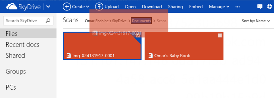 SkyDrive drag-and-drop