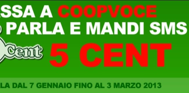 CoopVoce: chiami tutti a 5 centesimi al minuto