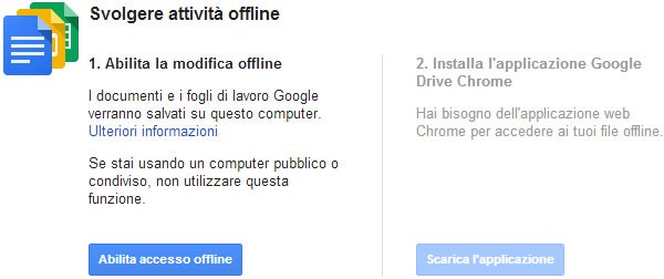 Gli step necessari per poter utilizzare gli strumenti di Google Docs (Google Drive) anche offline