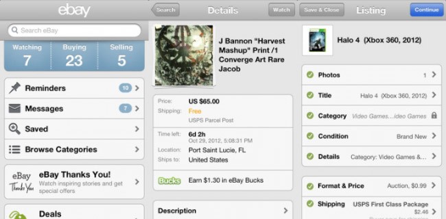 eBay per iOS, migliora la gestione degli annunci