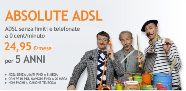 Absolute ADSL e All Inclusive scontate per 5 anni
