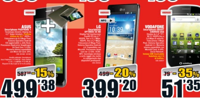 Mediaworld: ASUS Padfone a 499 euro