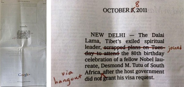 Un dettaglio della pubblicità di Google+ premiata da USA Today Un dettaglio della pubblicità di Google+ premiata da USA Today