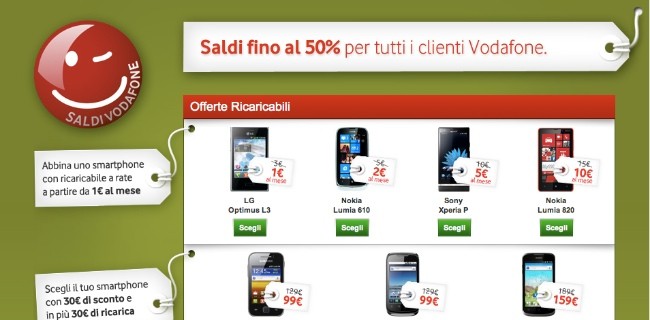 Saldi sino al 50% per tutti i clienti Vodafone