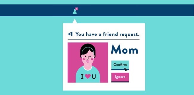 Sempre su Facebook. Attento, la mamma ti guarda