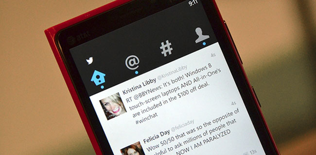Twitter per Windows Phone, nuova interfaccia utente