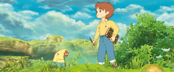 Il piccolo Lucciconio con Oliver, i protagonisti di Ni no Kuni: La minaccia della Strega Cinerea