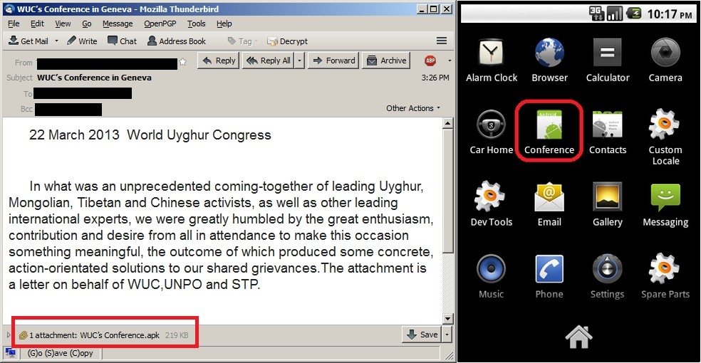 Il file APK allegato al messaggio contiene un malware per Android.